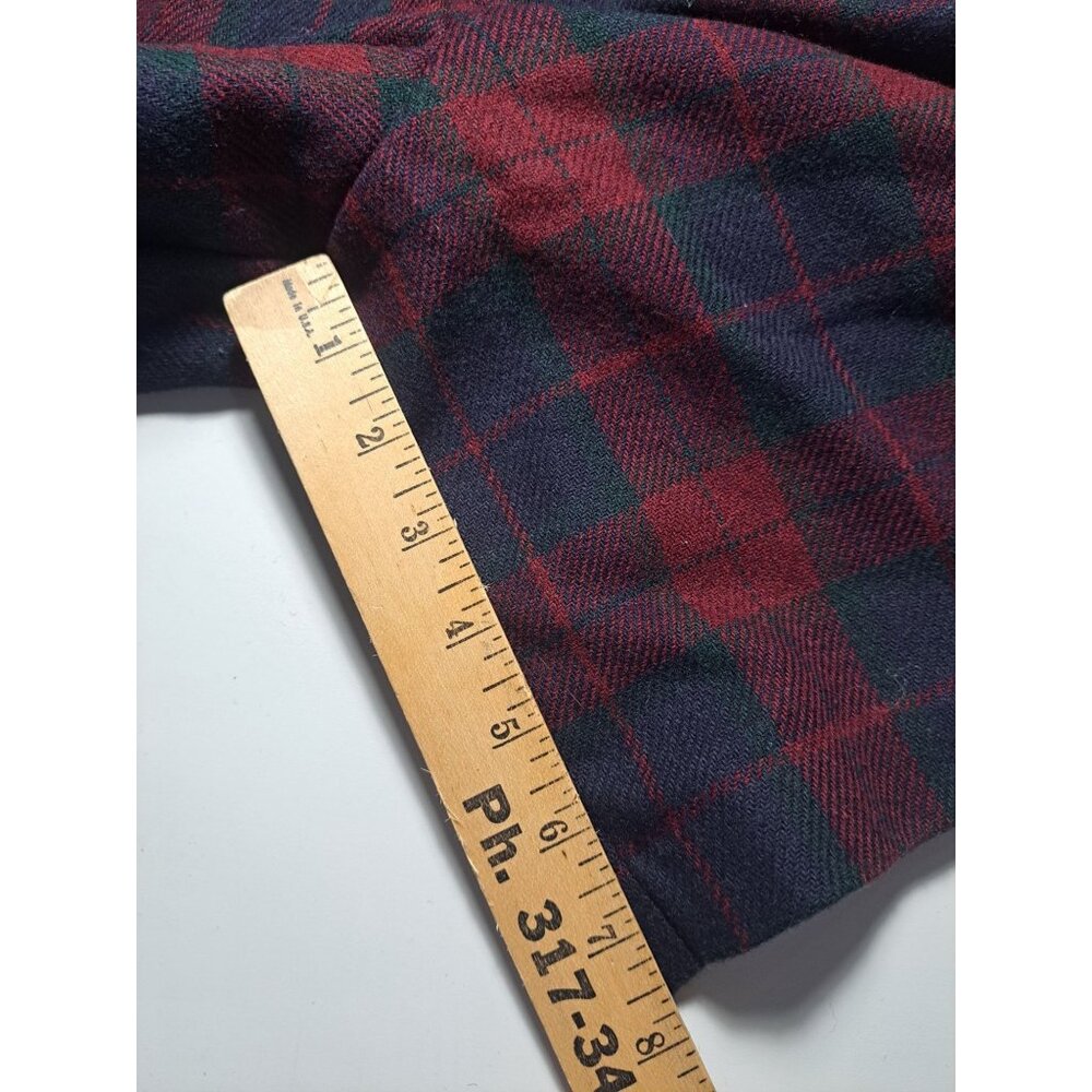Vtg Sag Harbor Red & Navy Plaid Pleated Wool Blend Shorts Size 14 Lined Womens - Picture 10 of 10